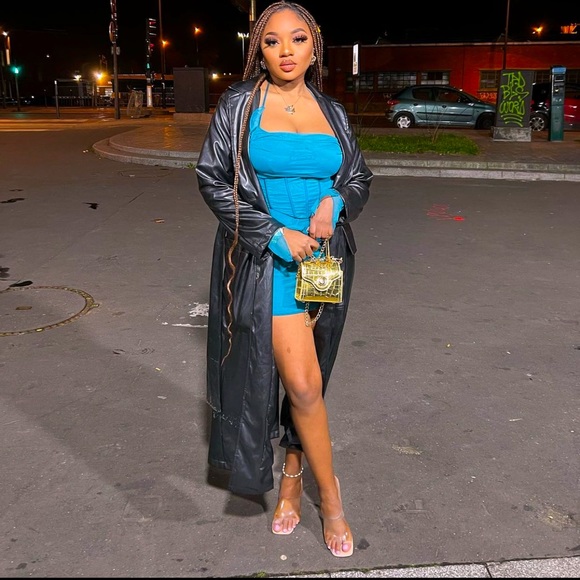 Zara Blue Draped Corset Mini Dress - Picture 1 of 14